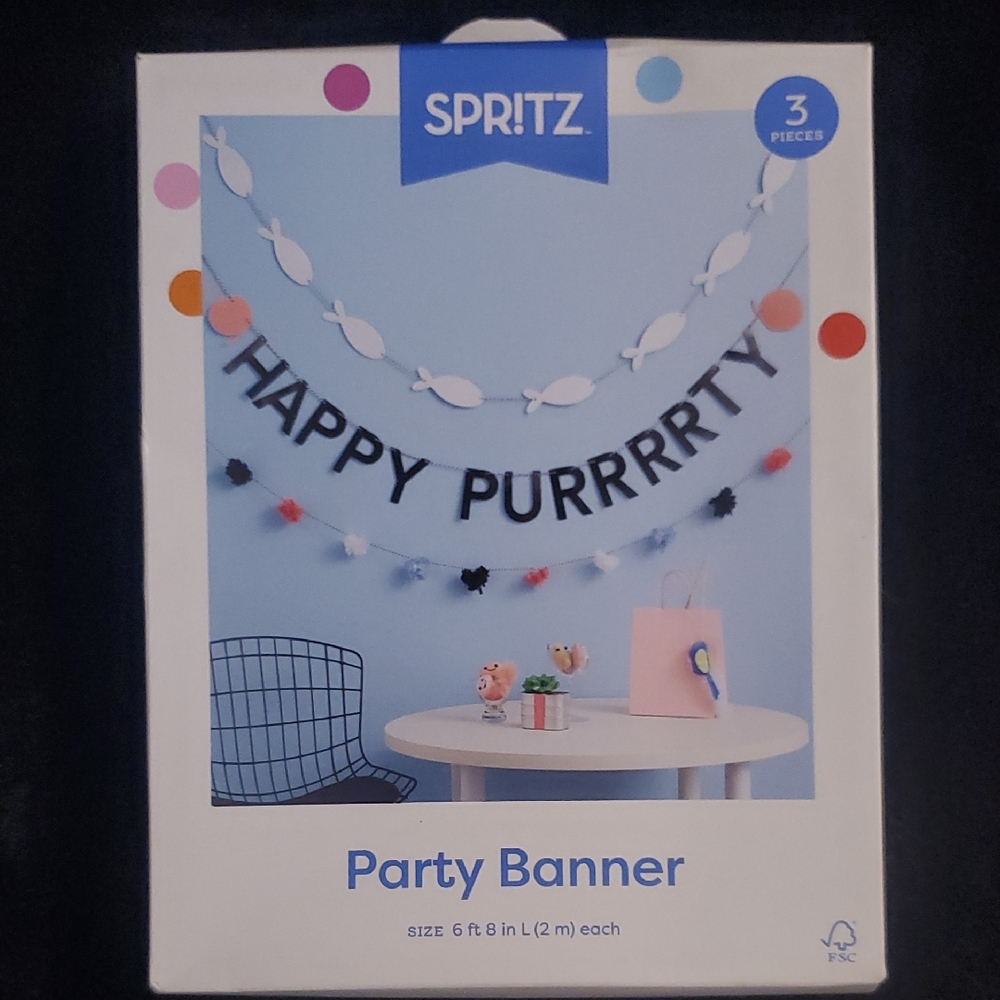 BNIB Spritz Happy Purrrrty Party, Fish and Tissue Ball Banners